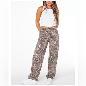 Juniors Leopard Print Wide-Leg Pants